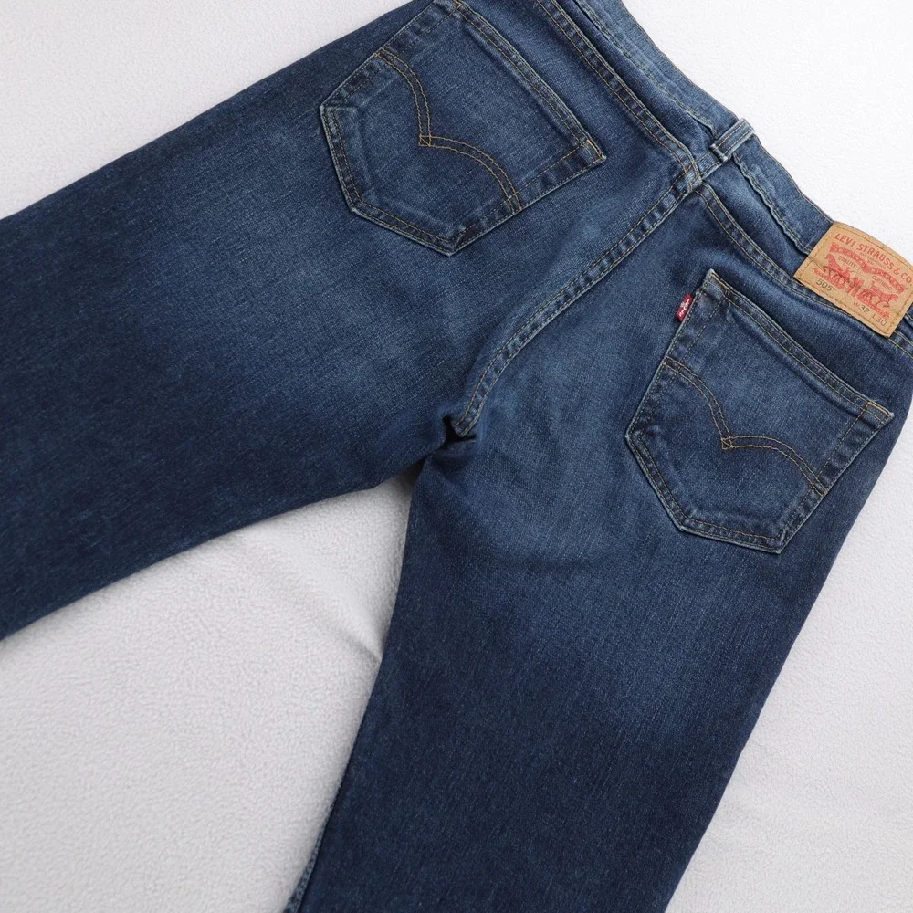 Levis 505 Regular Fit Straight Leg Jeans Mens 32x30 Dark Wash Blue Denim Exc